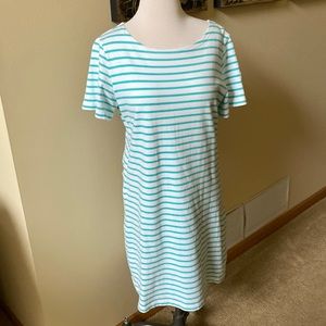 Like new Joules T-shirt aqua and white stripe classic T-shirt dress.